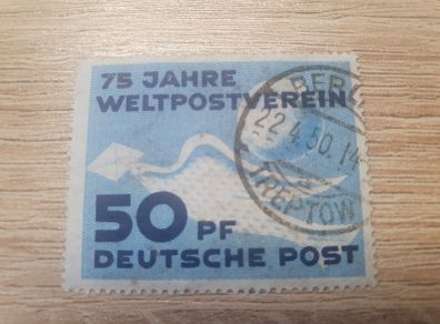East Germany 1949 "75 Years Universal Postal Union UPU" 50 Pfennig Stamp cancelled - free standard postage
