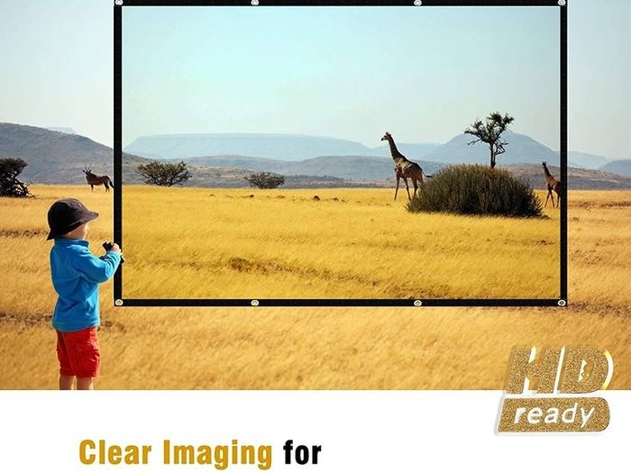 FREE EXPRESS SHIPPING Projector Screen 100 Inch, Portable Projector Screen with 16:9 HD 4K Screen for School Home Theatre Cinema Office, Foldable Projector Screen - 227cm(W) X 130cm(H) Matte White Widescreen (110)