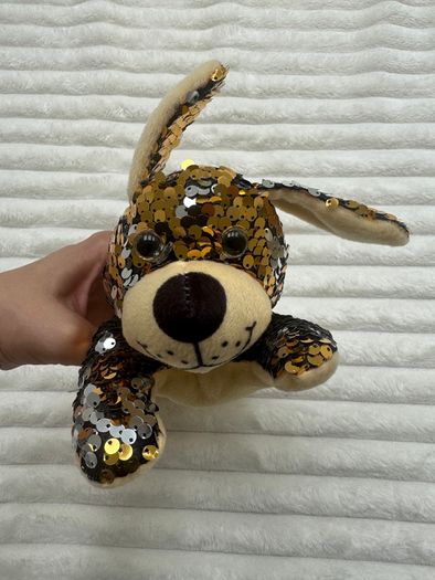 Sequin Collection Dog Plush Gold & Silver Reversible Sparkle Soft lying Used Please look at the pictures