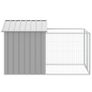 Dog House with Run Light Grey 117x201x123 cm Galvanised Steel Image 4