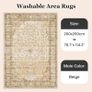 Large Rugs for Living Room 200x290, Faux Wool Short Pile Non-Slip Beige Area Rug, Machine Washable Traditional Moroccan for Bedroom Image 4