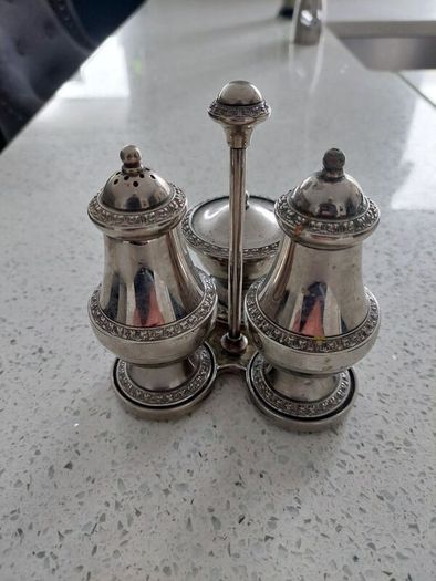 silver plated salt and pepper set