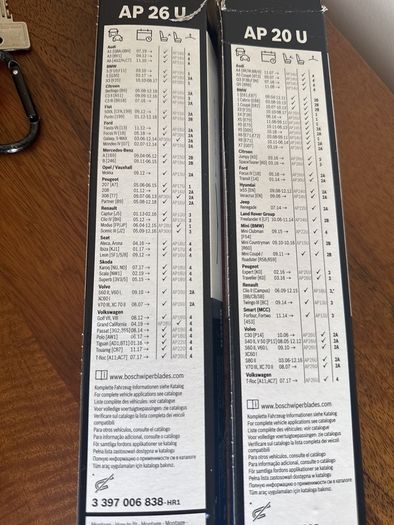wiper blades Bosch ap20u and 26u