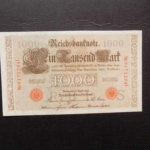 Germany 1910.1000 Marks.Red Seal. Reichsbanknote.A / Uncirculated.High Grade.