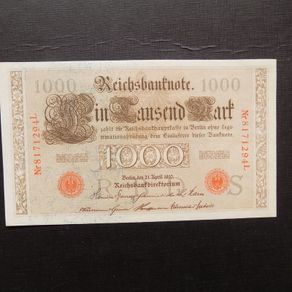 Germany 1910.1000 Marks.Red Seal. Reichsbanknote.A / Uncirculated.High Grade.