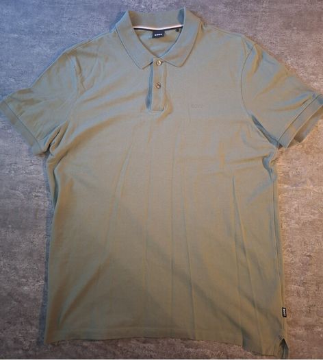 BOSS Hugo Boss Men's Polo Shirt Sage Khaki Green Tonal Logo Size XL