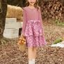 Brand New Girls' Casual Party Dress Floral Pattern Long Sleeve Image 4