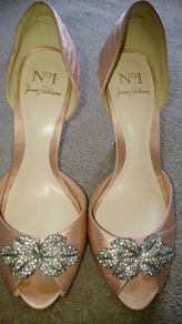 Jenny Packham pink jewel peep toe satin shoes