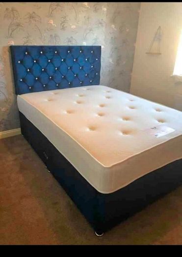 Brand New Stylish single Divan Beds.. Multiple Options Of Headboards. Tufted Memory Foam Mattresses Available. Drawers Storage Available