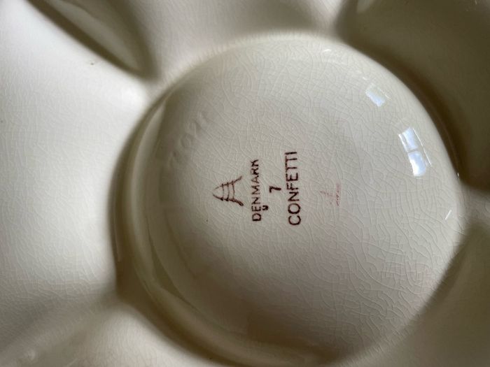 Confetti Serving Dish Teal Green by  Aluminia Royal Copenhagen Denmark 1950s