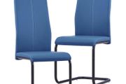 Cantilever Dining Chairs 2 pcs Blue Faux Leather