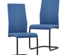 Cantilever Dining Chairs 2 pcs Blue Faux Leather