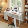 Computer Desk with Drawers, 120cm Office Desk with Storage, White Reversible Study Desk with Headphone Hook, Work Desk for Home Office, PC Desk for Gamers, Workers and Students Image 8