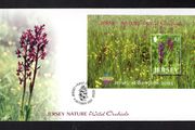 2003 Jersey Loose-flowered Orchid (Orchis laxiflora) with Bangkok 2003 show slogan Commemorative Stamp Miniature Sheet First Day Cover (FDC)