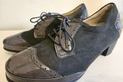 Waldlaufer German leather lacquered asphalt shoes heel 4cm new &amp; boxed size 3 UK &amp; size 3.5 UK SALE need to go
