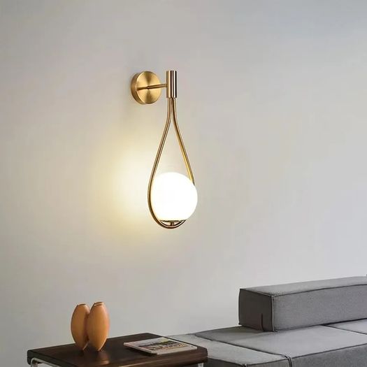 Sconces with Milky Glass Globe and Brushed Brass Finish - Modern Wall Mount Light Fixture for Bedroom, Bathroom, Living Room and Hallway