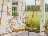 JARDIN de PROVENCE Garden Swing Vintage Wrought Iron Porch Swing in Romantic French Country Style