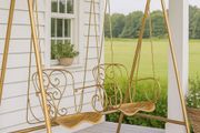 JARDIN de PROVENCE Garden Swing Vintage Wrought Iron Porch Swing in Romantic French Country Style
