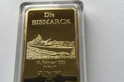 Gold plated Ingot  WW2 German Battleship Bismarck