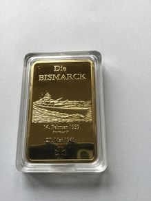 Gold plated Ingot  WW2 German Battleship Bismarck