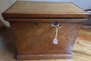 Antique Mahogany Tea Box Double Lock &amp; Key