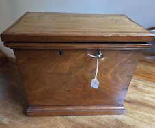 Antique Mahogany Tea Box Double Lock & Key