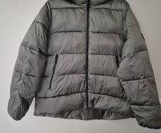 ZARA Hooded Grey Zip-Up Puffer Jacket L