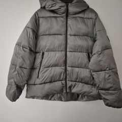 ZARA Hooded Grey Zip-Up Puffer Jacket L