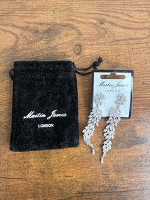 Martin James London Silver Leaf Drop Earrings