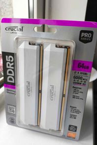 Brand New Pc Ram Crucial Pro Oc 64gb 2x32gb Ddr5 6000mhz Xmp Expo White