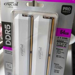 Brand New Pc Ram Crucial Pro Oc 64gb 2x32gb Ddr5 6000mhz Xmp Expo White