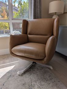Brown Leather Swivel Chair - Gary