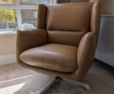 Brown Leather Swivel Chair - Gary