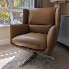 Brown Leather Swivel Chair - Gary