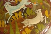 Vintage Kashmir Lacquer Trinket Box with  Gazelle Decoration