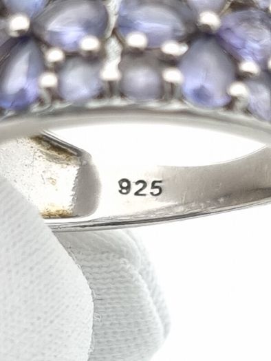 Vintage 925 Silver Amethyst Cluster Ring