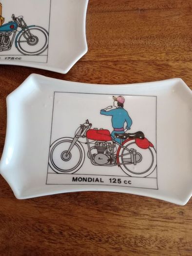 Vintage Ceramic Motorcycle Trinket Dishes. Set of 5