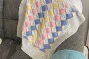 Hand knit colourful blanket