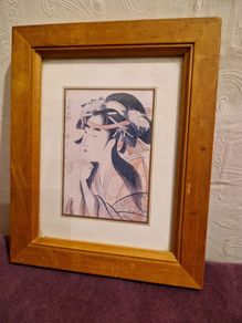 Vintage Geisha portrait print framed