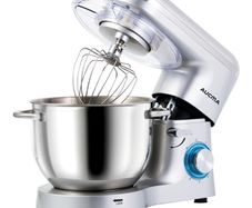 6.2L Food Mixer 1400W Tilt-Head Electric Kitchen Mixer with Dough Hook, Wire Whip & Beater 6.2L, Shinny Silver