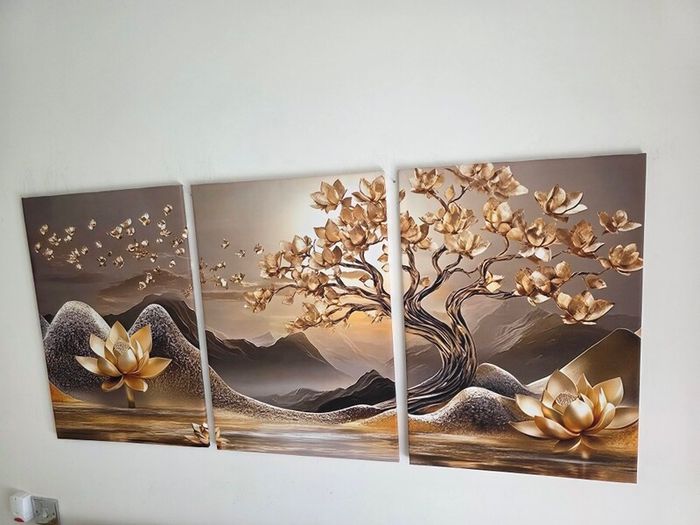 3 framed printed canvas 35x55cm each