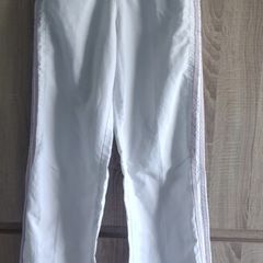 Old school limited edition white Adidas trousers with crease size Xs