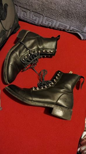 Price drop Zara Trafaluc Black Leather Combat Boots Size EU 39