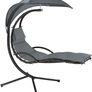 _Hanging Lounger with Frame, Floating Lounger with Parasol, Indoor & Outdoor, Includes Cushion with Pillow, for Garden, Patio and Balcony Image 6