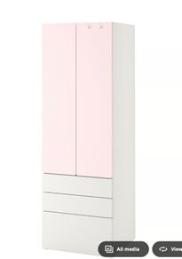 IKEA Kids Wardrobe Pale Pink & White