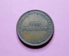 1834 Todd Burns & Co Drapers Farthing Token - Dublin Cork Limerick