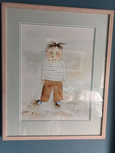 Framed Watercolour Cartoon Pic