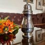 Vintage Silver Plated Sugar Caster or Shaker Baluster Shaped Body Floral foliate Engraving Image 3