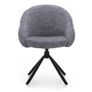 Lilia Grey Chenille Swivel Chair  Black Metal Base, Auto-Return Image 5