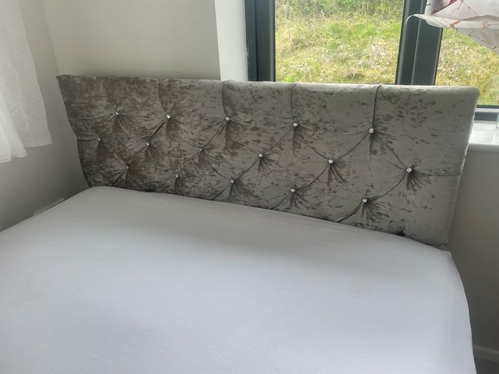 Grey velvet Double bed frame
